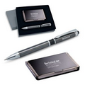 2 Piece Gift Set - Business Card Case & 2-in-1 Stylus Ballpoint Pen